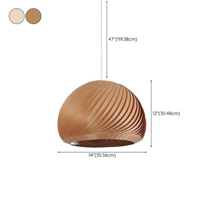 Minimalist Wooden Round Ball Pendant Lamp for Dining Room