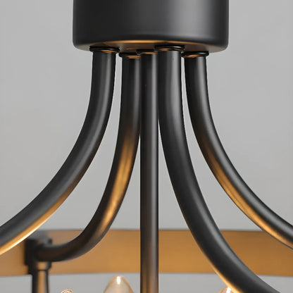 Industrial Cage-Shaped Semi-Flush Ceiling Light for Bedroom