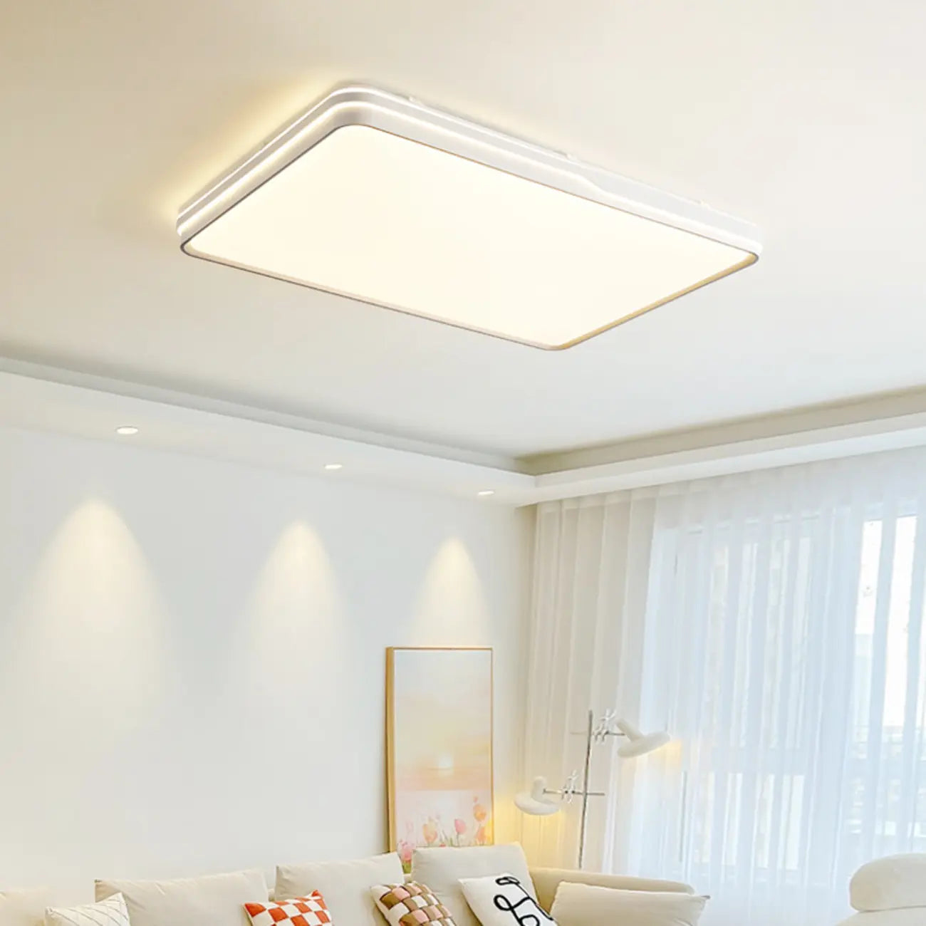 Dimmable LED Flush Ceiling Light for Living Room With Shade