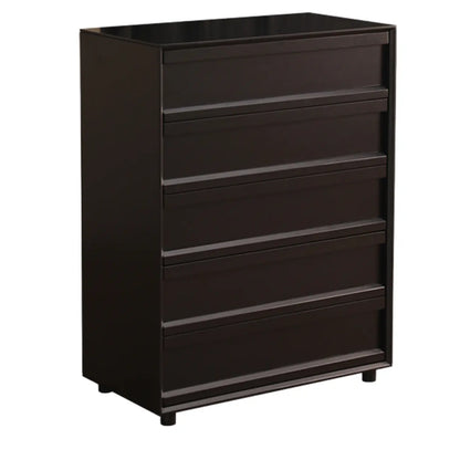 Industrial Wood Dresser with Drawers and Smooth Metal Rail