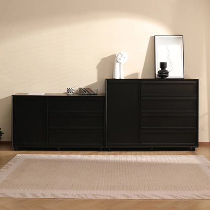 Industrial Wood Dresser with Drawers and Smooth Metal Rail