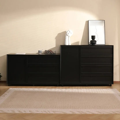 Industrial Wood Dresser with Drawers and Smooth Metal Rail