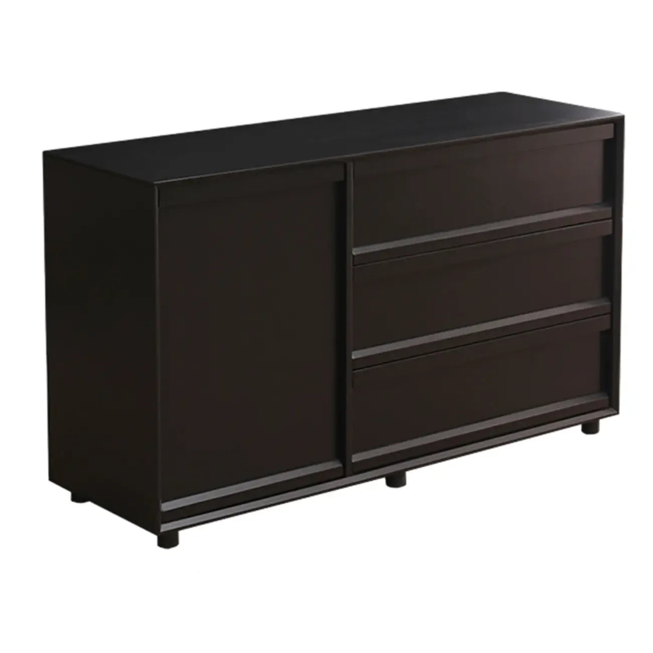 Industrial Wood Dresser with Drawers and Smooth Metal Rail