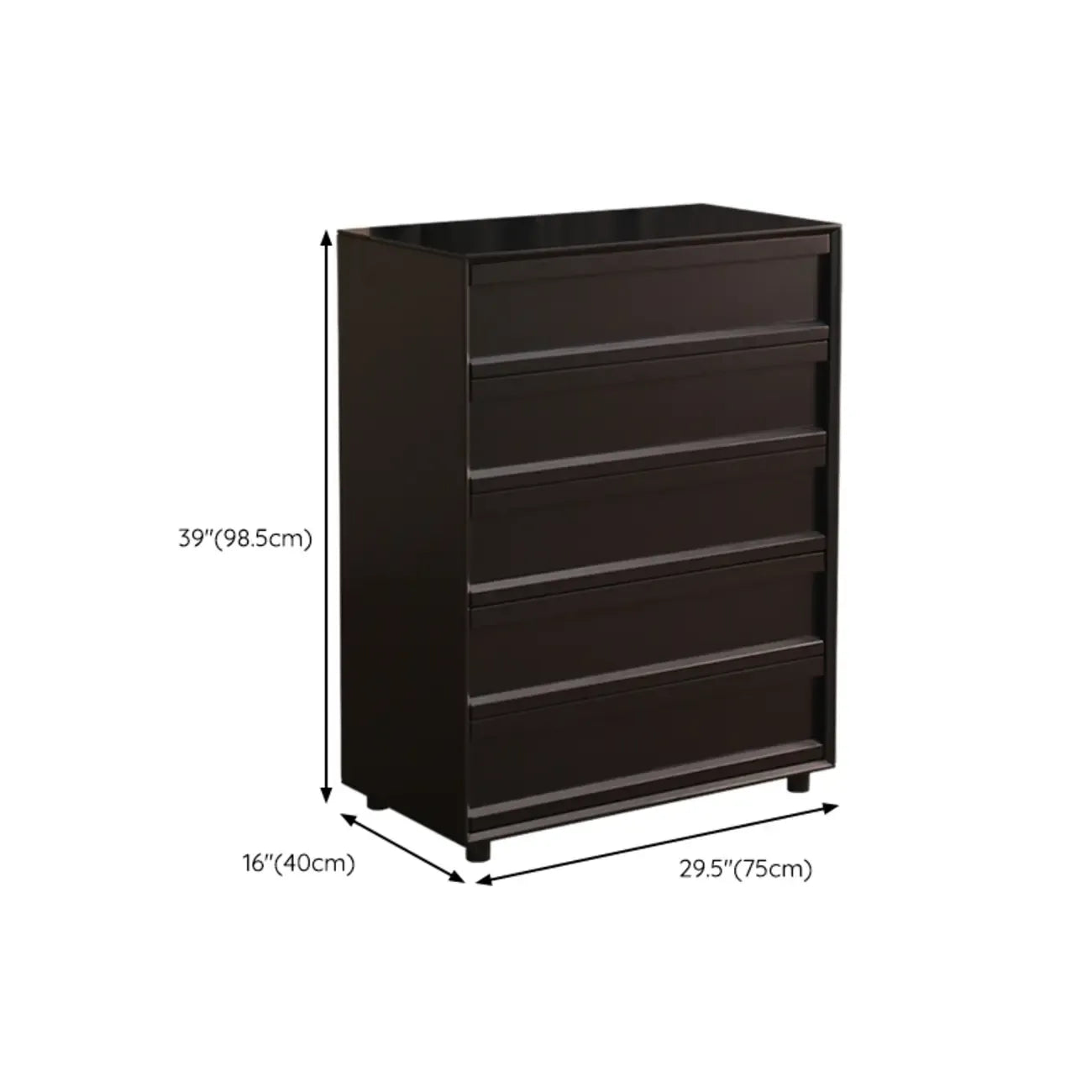 Industrial Wood Dresser with Drawers and Smooth Metal Rail