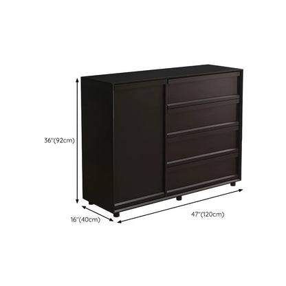 Industrial Wood Dresser with Drawers and Smooth Metal Rail