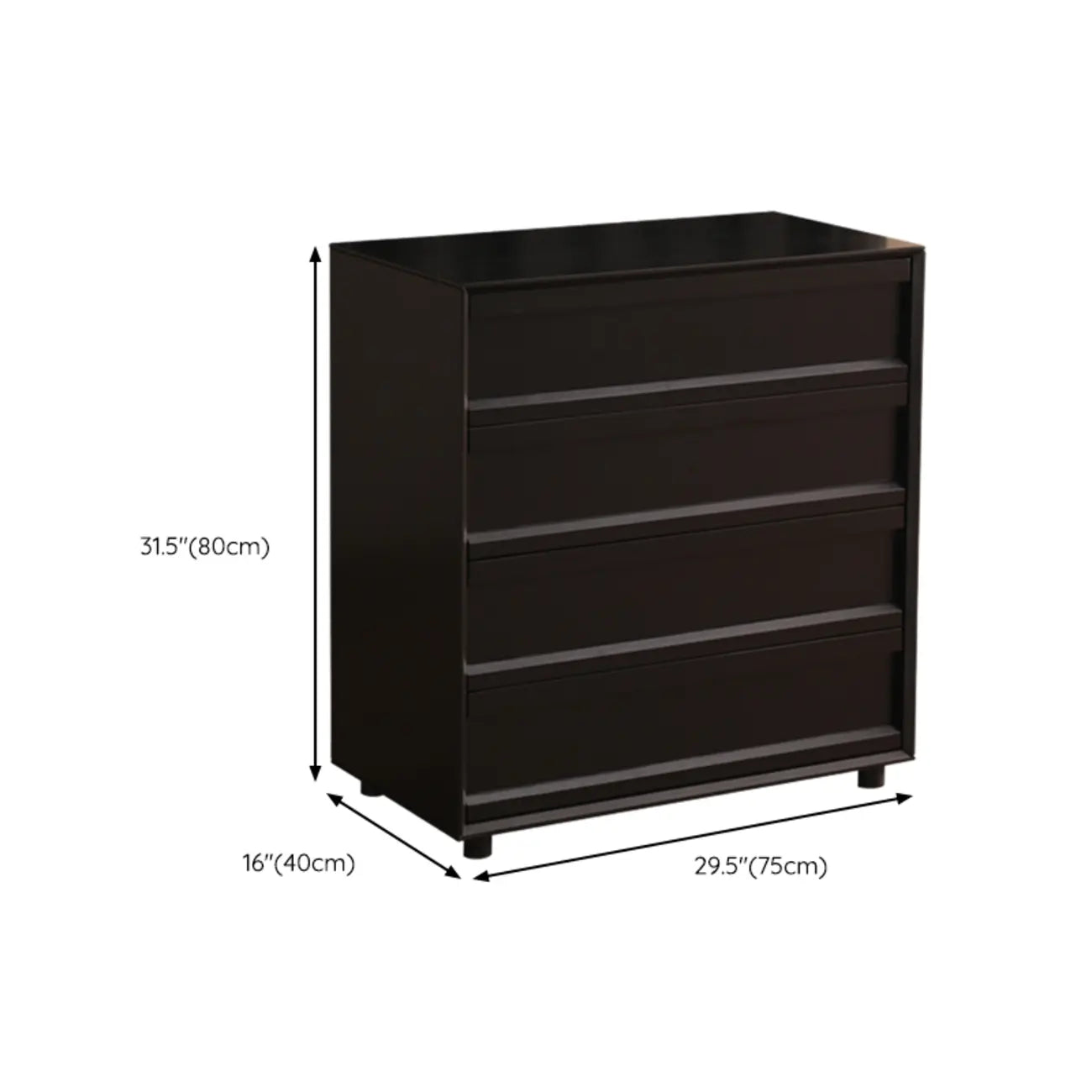 Industrial Wood Dresser with Drawers and Smooth Metal Rail