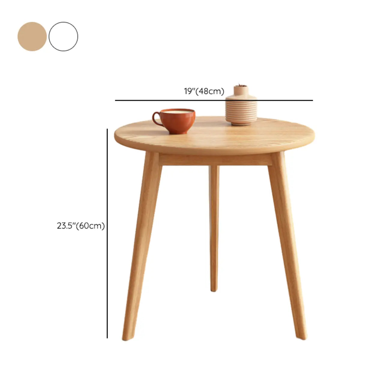 2-Tier Round Wood End Table for Living Room with Storage
