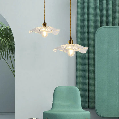 Elegant Clear Floral Glass Pendant Light