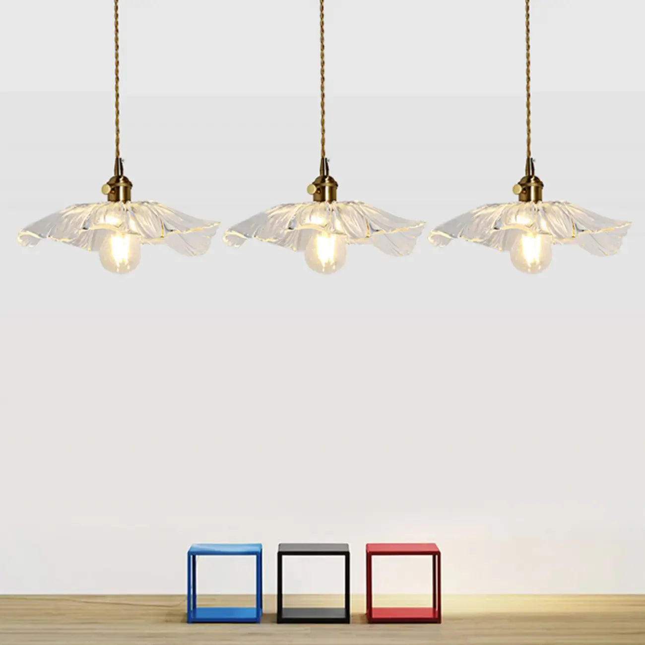 Elegant Clear Floral Glass Pendant Light