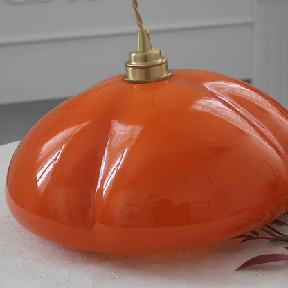 Vintage Pumpkin Shape Glass Pendant Light for Residential Use