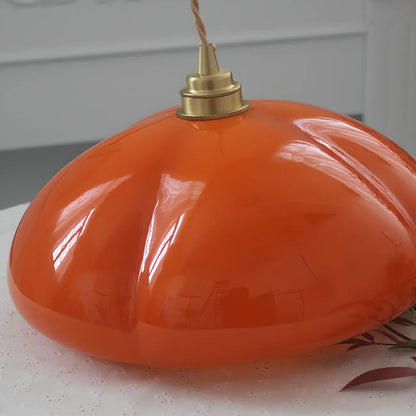 Vintage Pumpkin Shape Glass Pendant Light for Residential Use