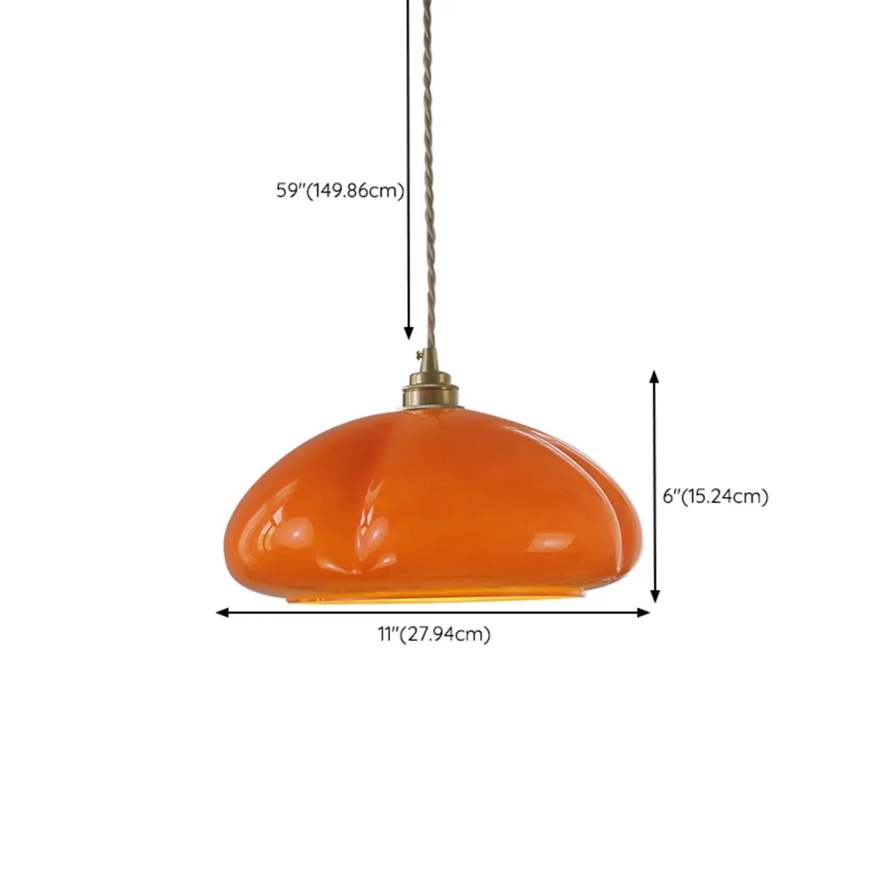 Vintage Pumpkin Shape Glass Pendant Light for Residential Use