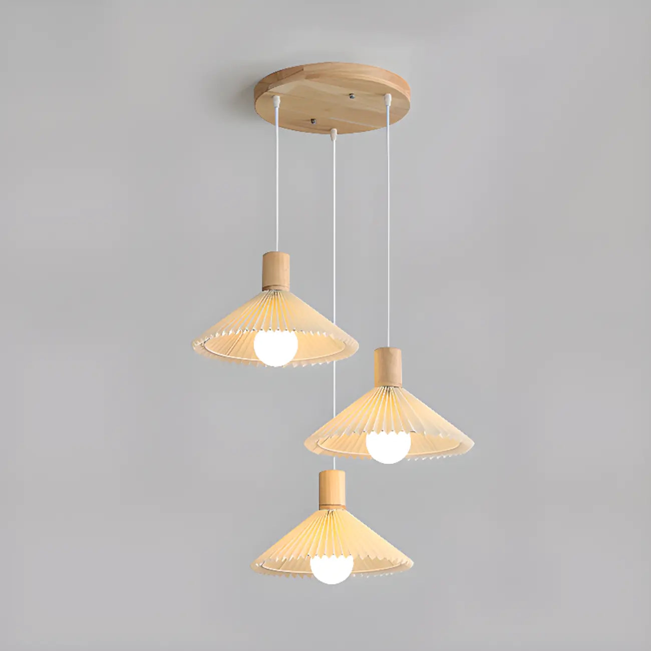 Modern Beige Pleated Pendant Light for Dining Room