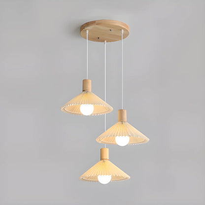 Modern Beige Pleated Pendant Light for Dining Room