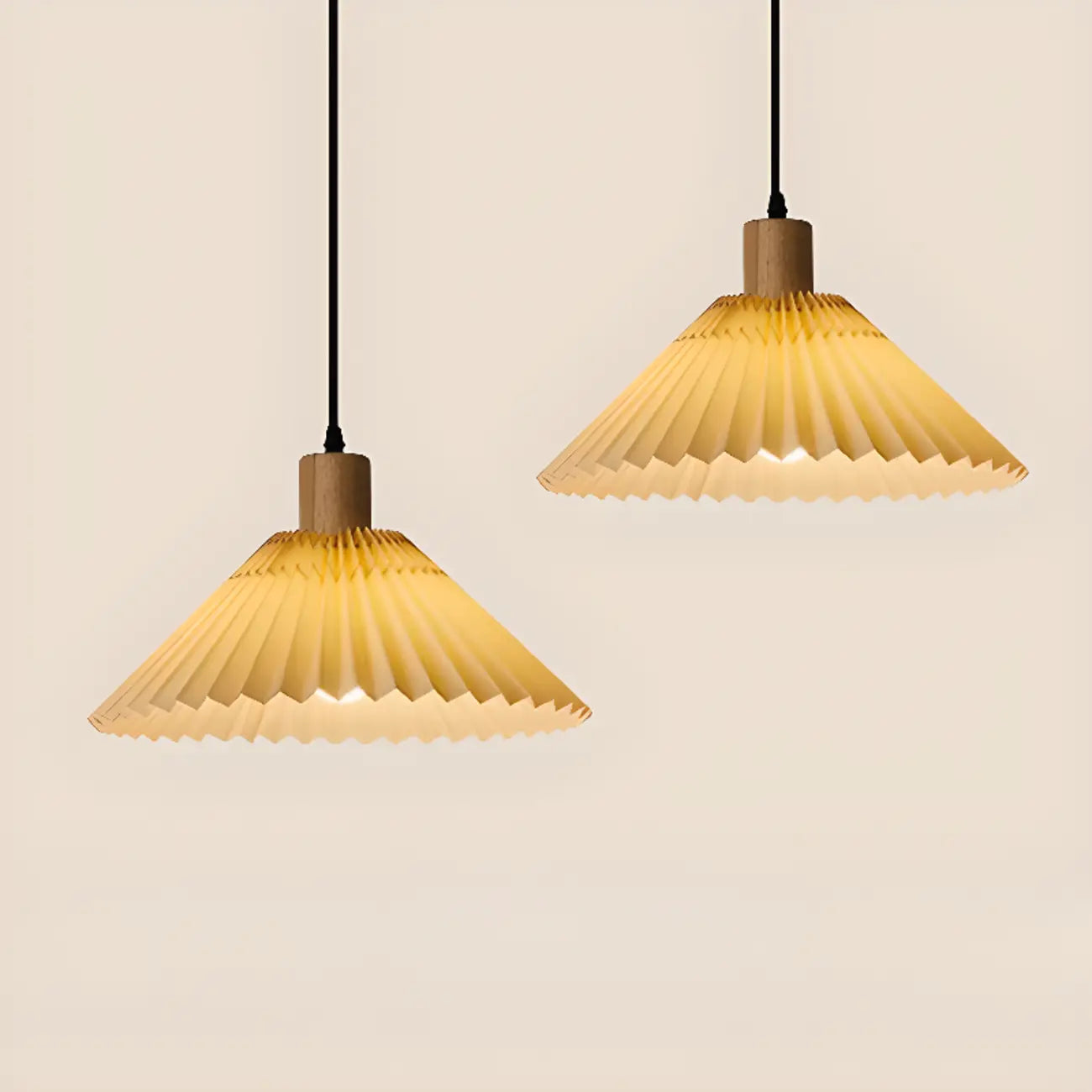 Modern Beige Pleated Pendant Light for Dining Room