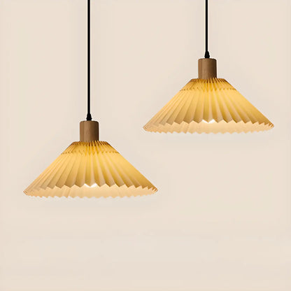 Modern Beige Pleated Pendant Light for Dining Room