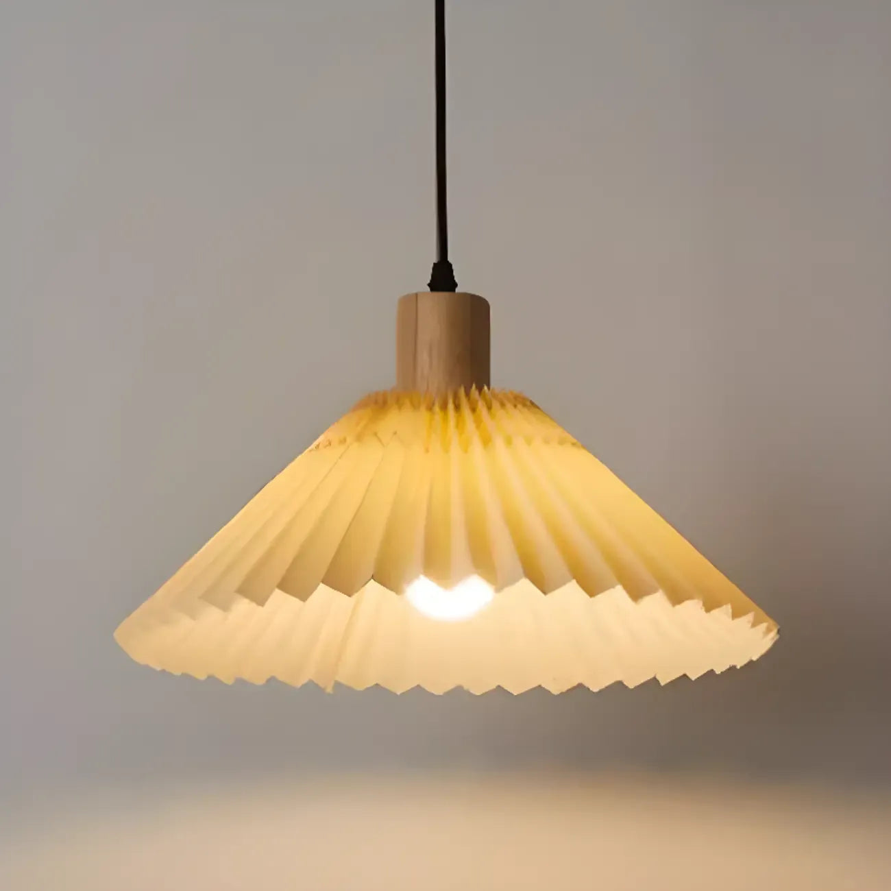 Modern Beige Pleated Pendant Light for Dining Room