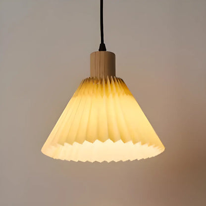 Modern Beige Pleated Pendant Light for Dining Room