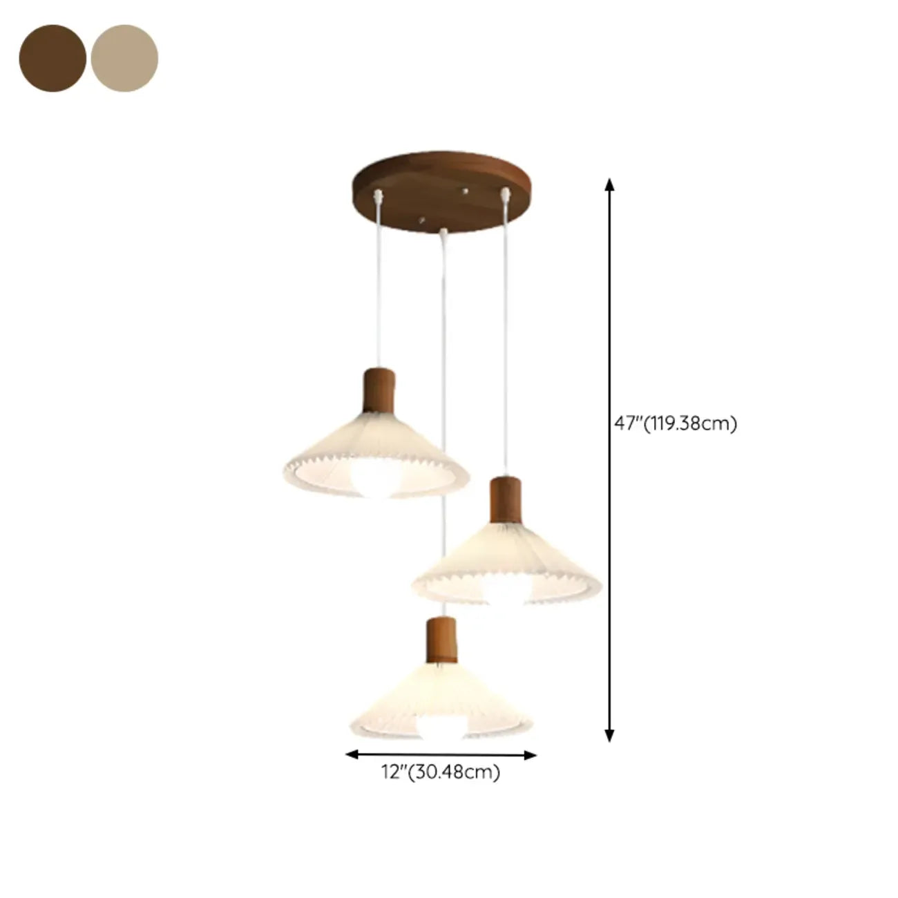 Modern Beige Pleated Pendant Light for Dining Room