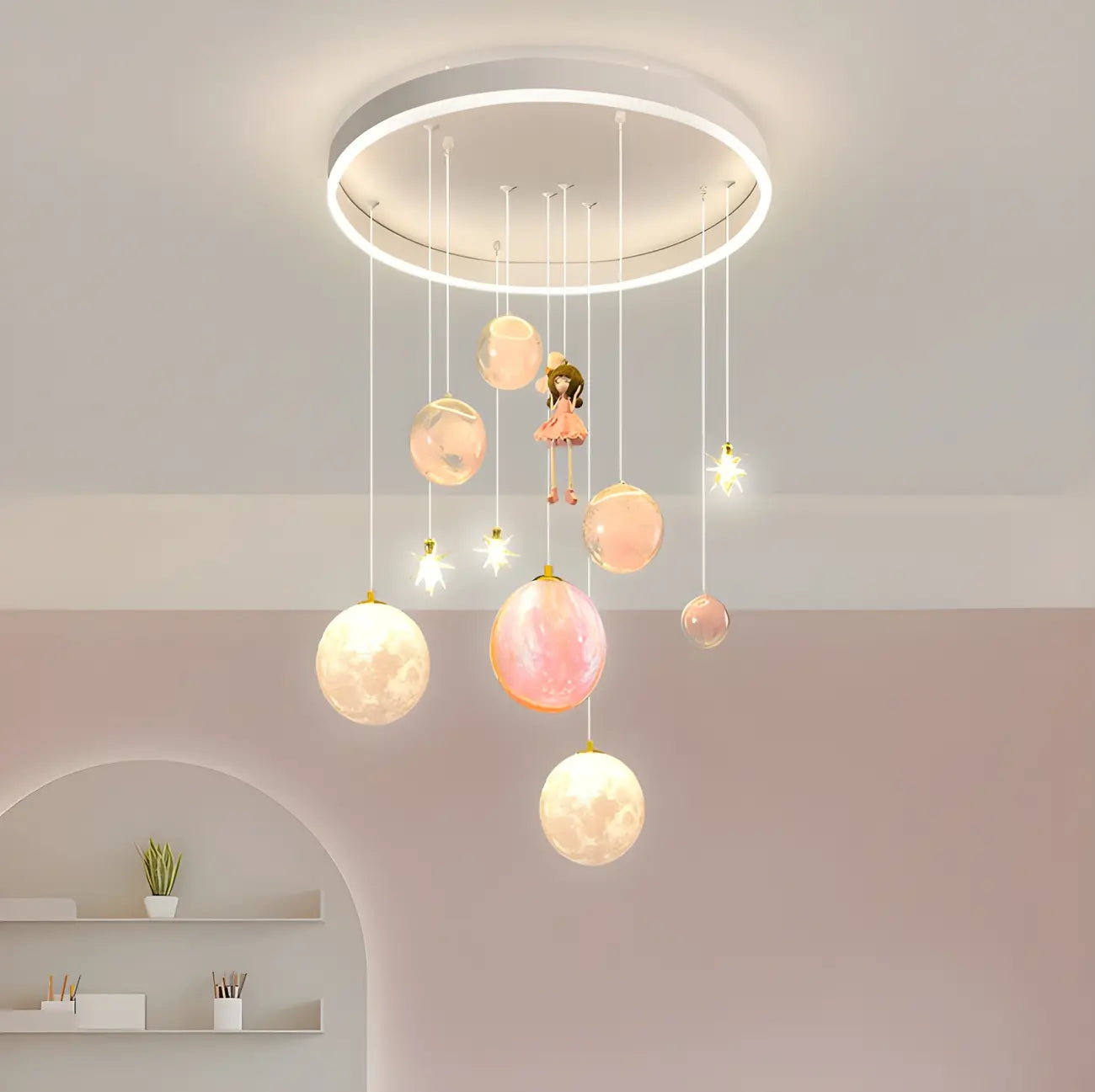 Glam LED Planet Pendant Light with 7-Lights for Kids' Room