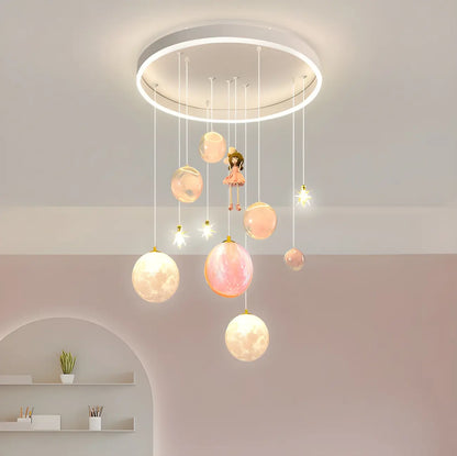 Glam LED Planet Pendant Light with 7-Lights for Kids' Room