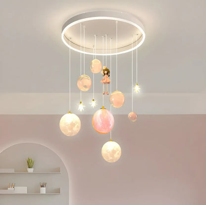 Glam LED Planet Pendant Light with 7-Lights for Kids' Room