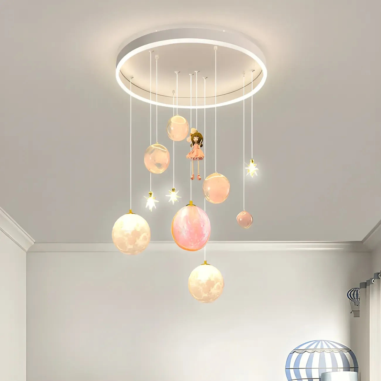 Glam LED Planet Pendant Light with 7-Lights for Kids' Room