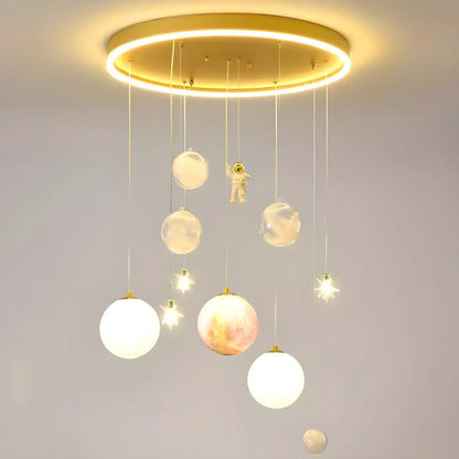 Glam LED Planet Pendant Light with 7-Lights for Kids' Room