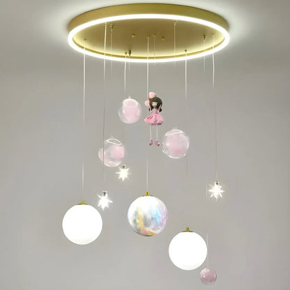 Glam LED Planet Pendant Light with 7-Lights for Kids' Room