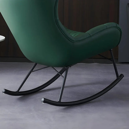 Vintage Green Upholstered Rocking Chair with Ottoman for Indoor
