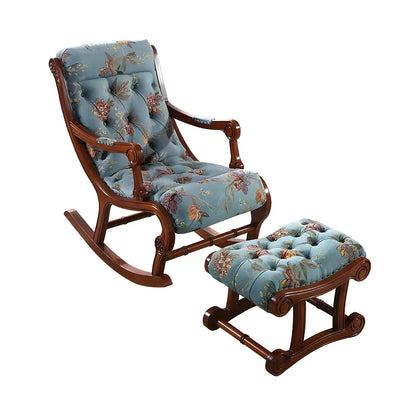 Vintage Upholstered Rocking Chair with Ottoman for Living Room