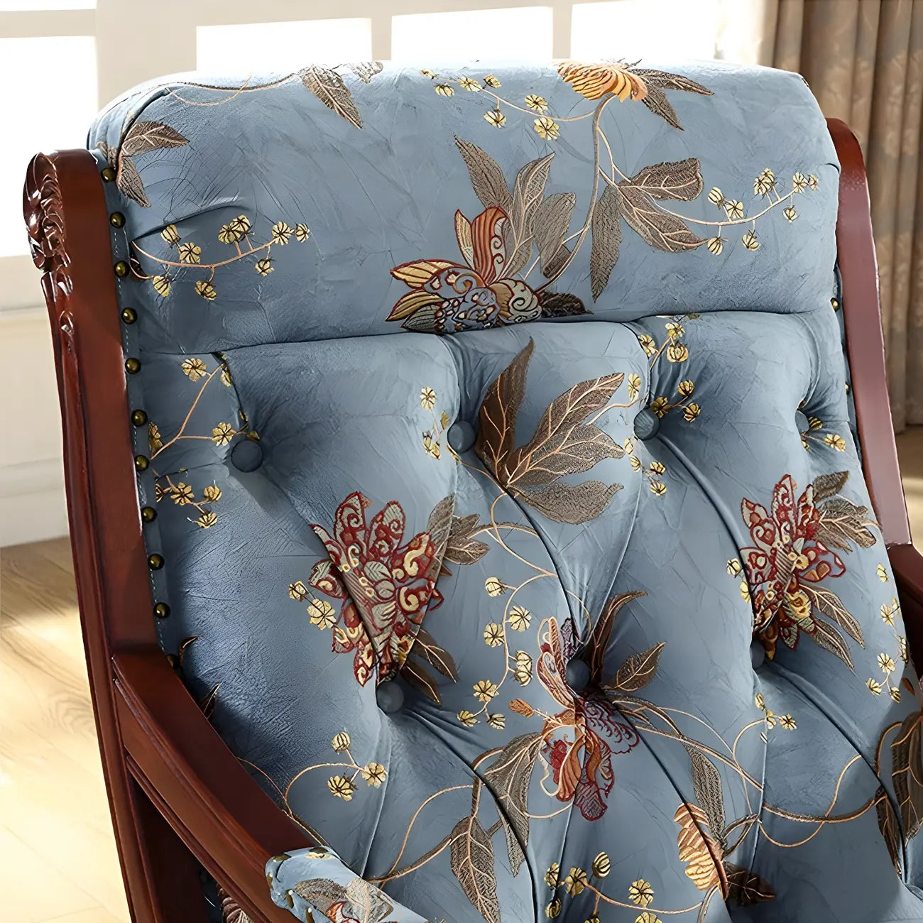 Vintage Upholstered Rocking Chair with Ottoman for Living Room