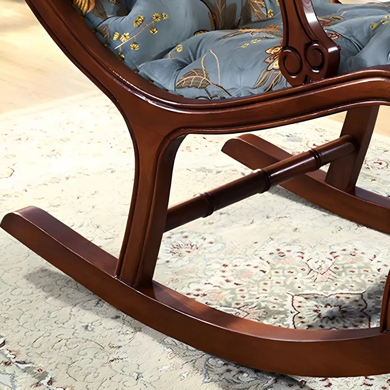 Vintage Upholstered Rocking Chair with Ottoman for Living Room