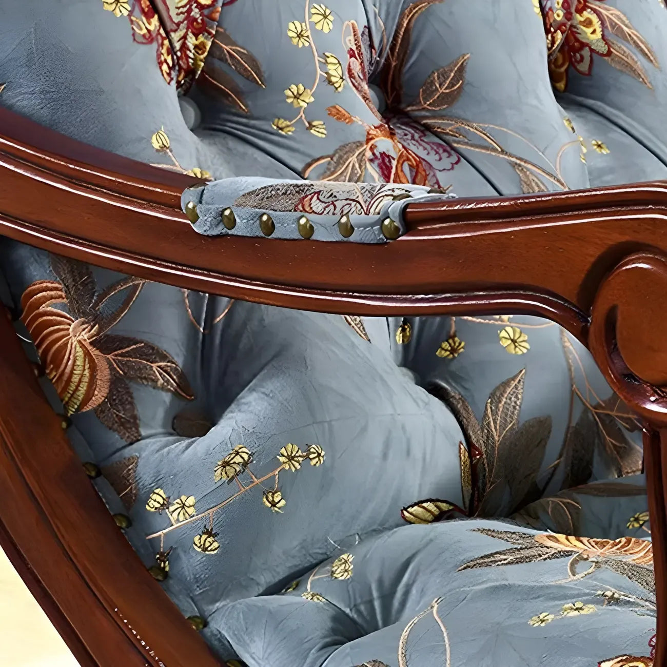 Vintage Upholstered Rocking Chair with Ottoman for Living Room