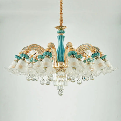 Living Room Down Light Crystal Chandelier with Flower Glass Shape