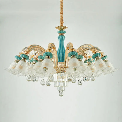 Living Room Down Light Crystal Chandelier with Flower Glass Shape
