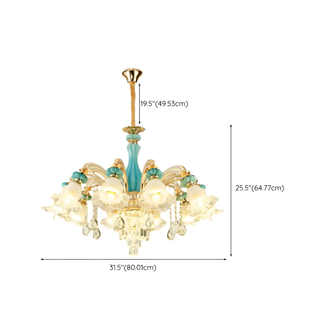 Living Room Down Light Crystal Chandelier with Flower Glass Shape