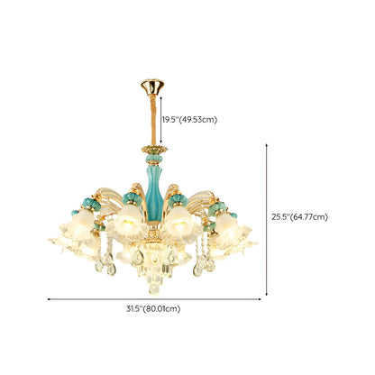 Living Room Down Light Crystal Chandelier with Flower Glass Shape