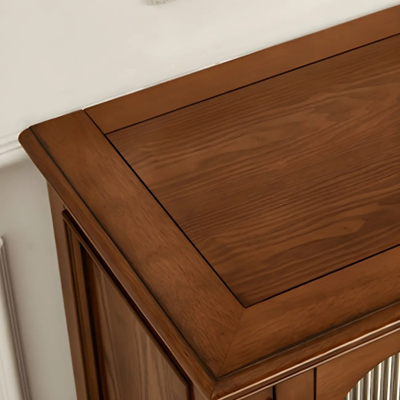 Traditional Wooden Sideboard with Glass Doors and Cabinets