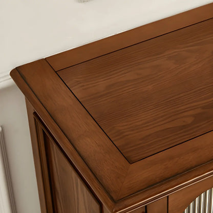 Traditional Wooden Sideboard with Glass Doors and Cabinets