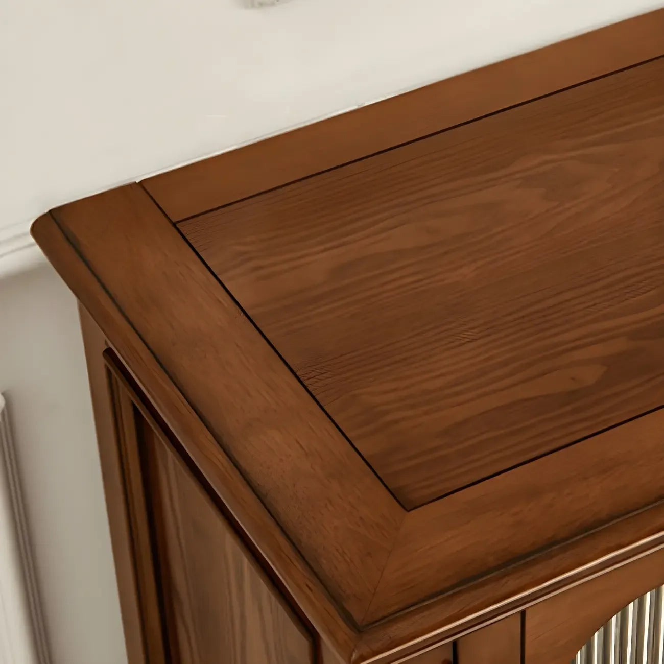Traditional Wooden Sideboard with Glass Doors and Cabinets