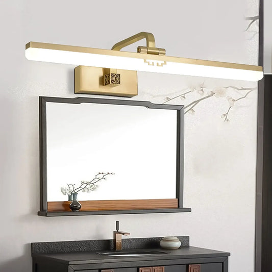 Minimalist Adjustable LED Gold Vanity Light for Mirror Front
