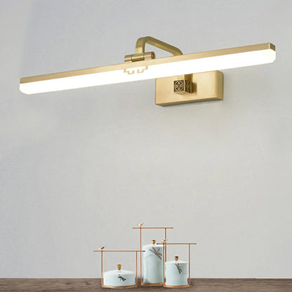 Minimalist Adjustable LED Gold Vanity Light for Mirror Front