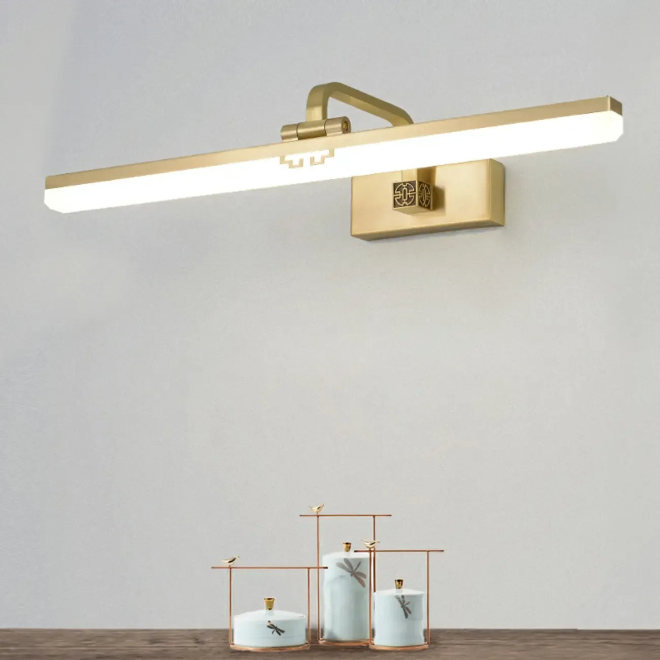Minimalist Adjustable LED Gold Vanity Light for Mirror Front