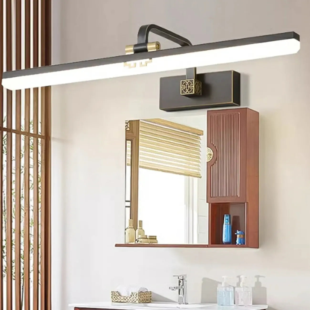 Minimalist Adjustable LED Gold Vanity Light for Mirror Front