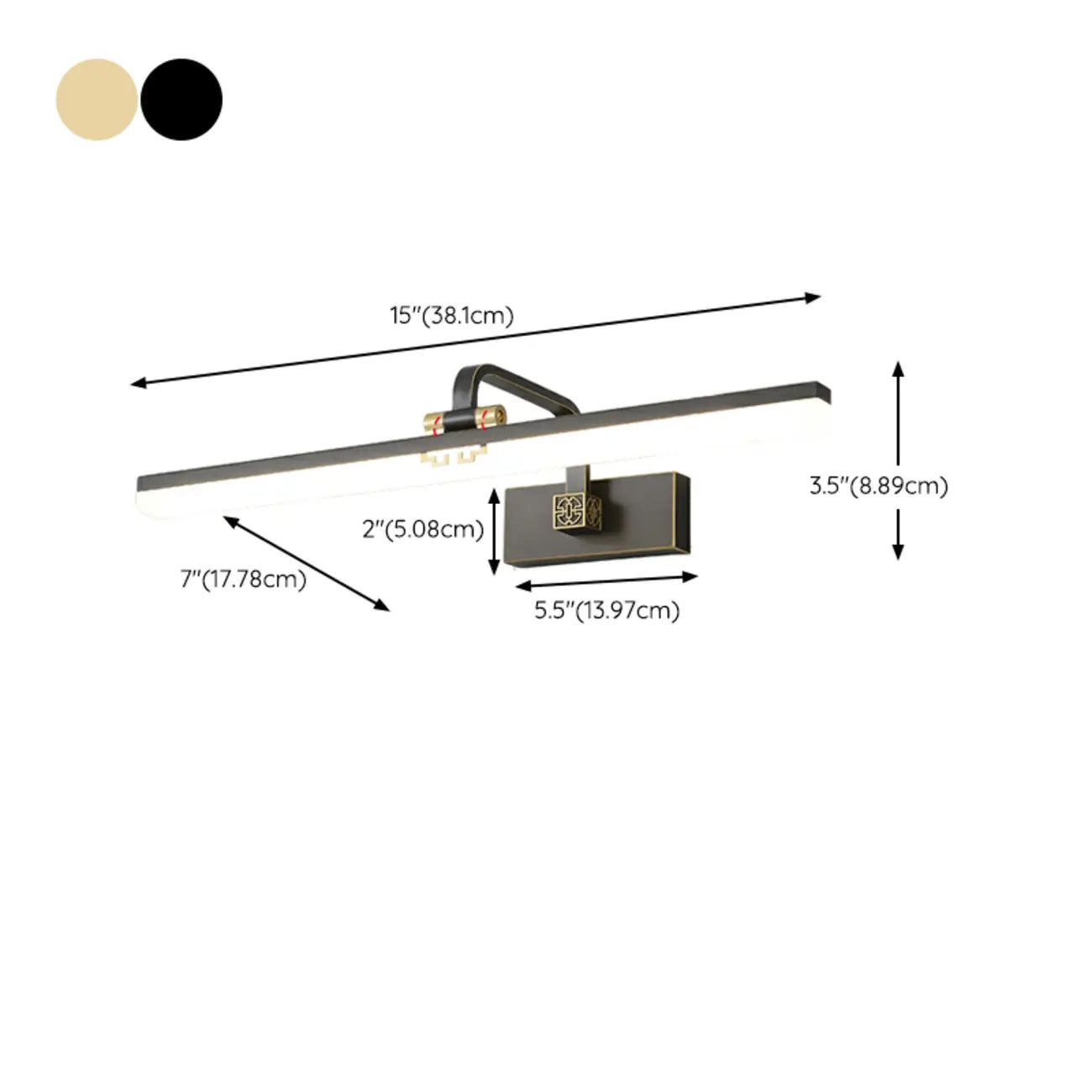 Minimalist Adjustable LED Gold Vanity Light for Mirror Front