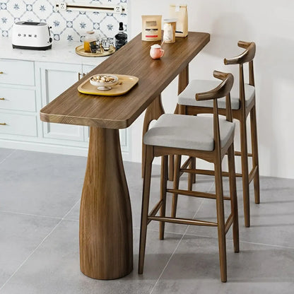 Modern Pine Wood Bar Set with Upholstered Chairs