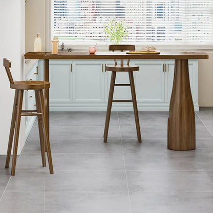 Modern Pine Wood Bar Set with Upholstered Chairs