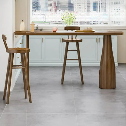 Modern Pine Wood Bar Set with Upholstered Chairs