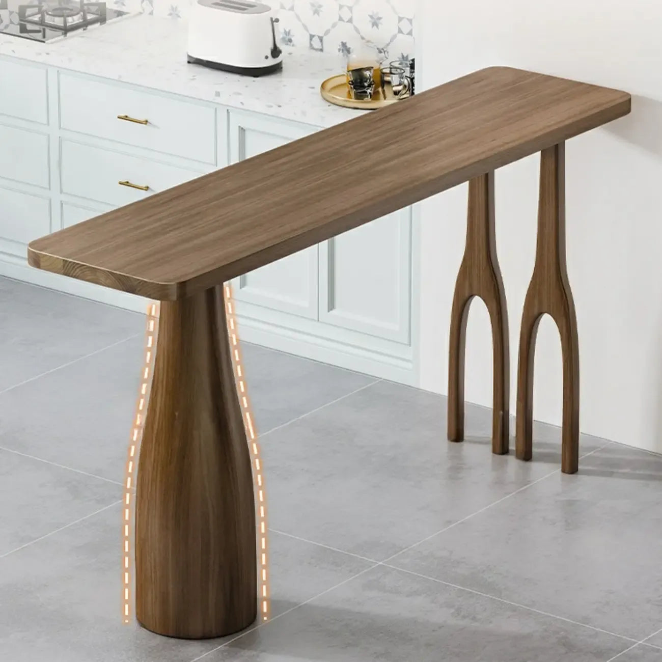 Modern Pine Wood Bar Set with Upholstered Chairs